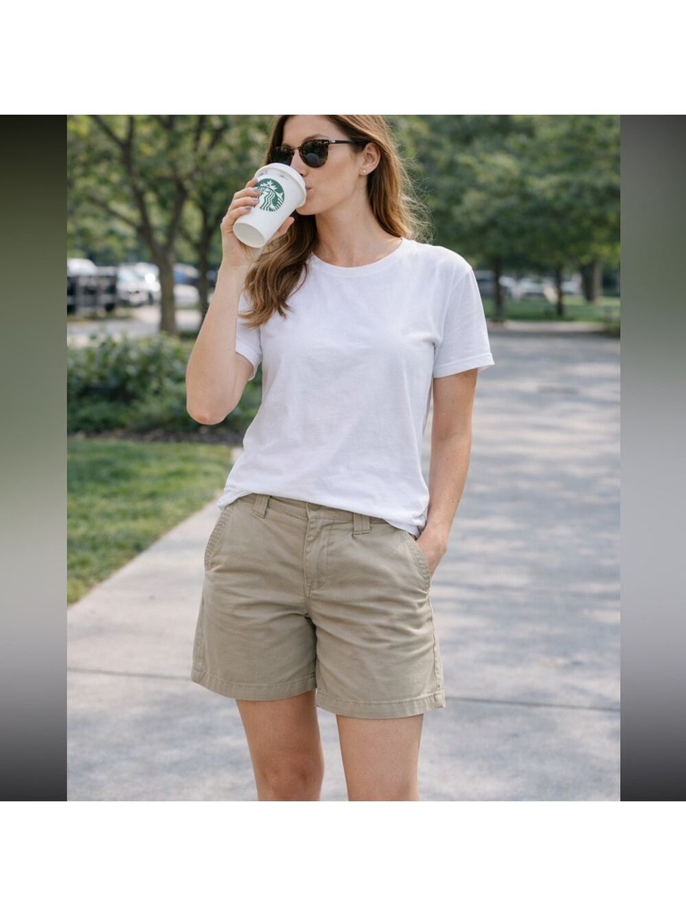 CALVIN KLEIN KHAKI 5” SHORTS WOMENS SIZE 8 COTTON CASUAL SUMMER